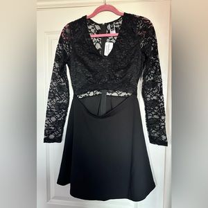 Windsor dress- Size: L, Black lace skater dress with cut-out in front